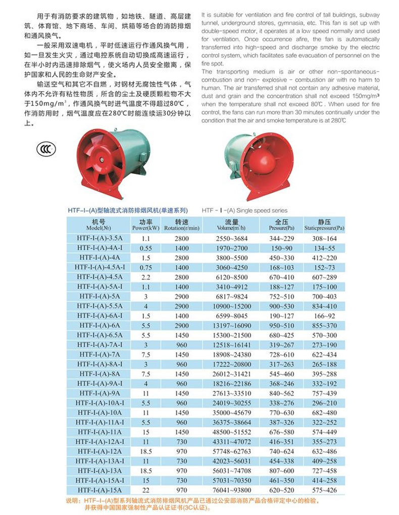 HTF-A型軸流消防排煙風(fēng)機(jī)